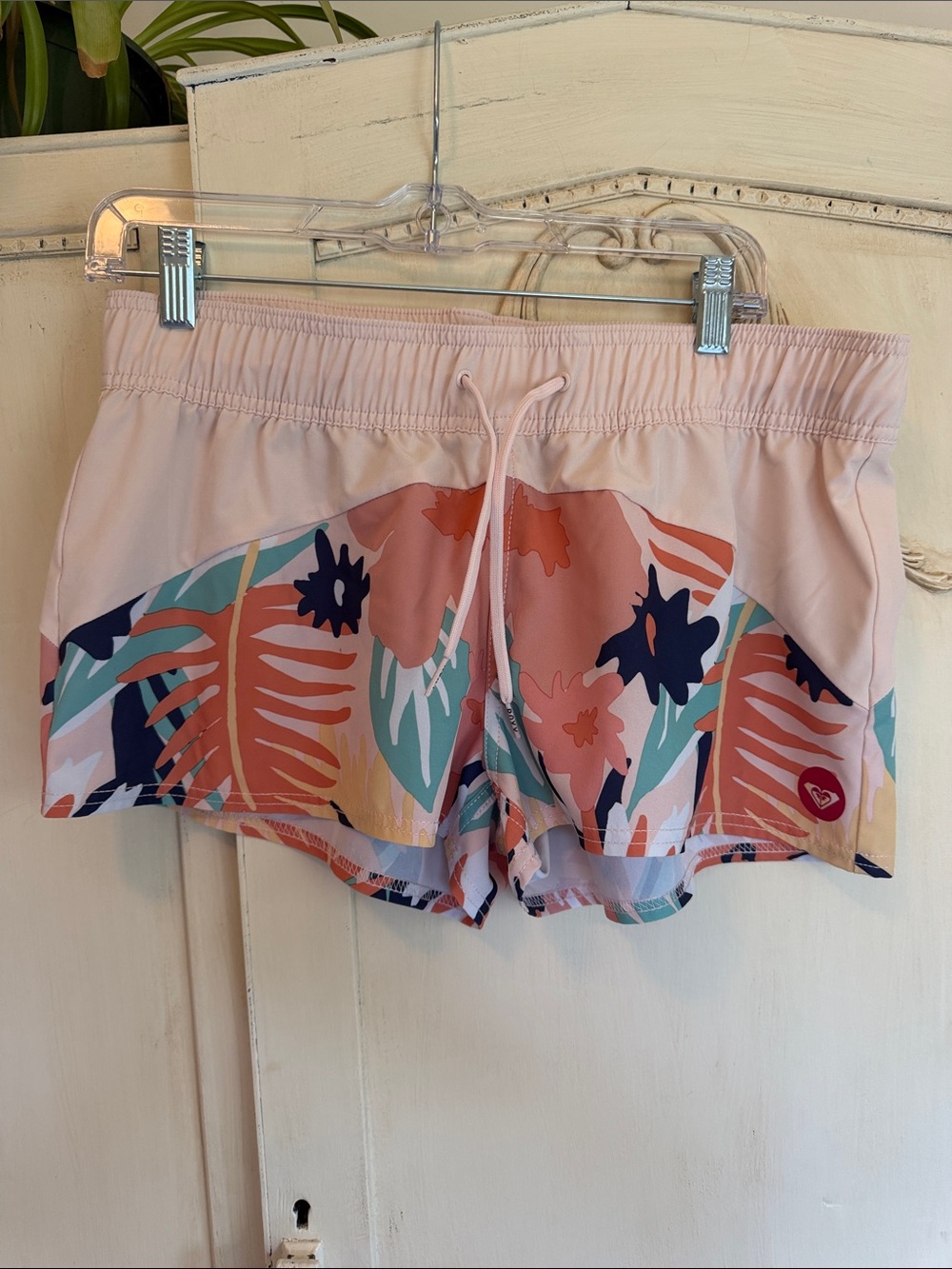 Roxy Pink Tropical Print Athletic Shorts